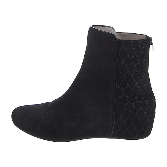 Aquatalia Women Suede Leather Chelsea Boots Black Wedge Heels Booties Size 8.5 - Picture 2 of 10